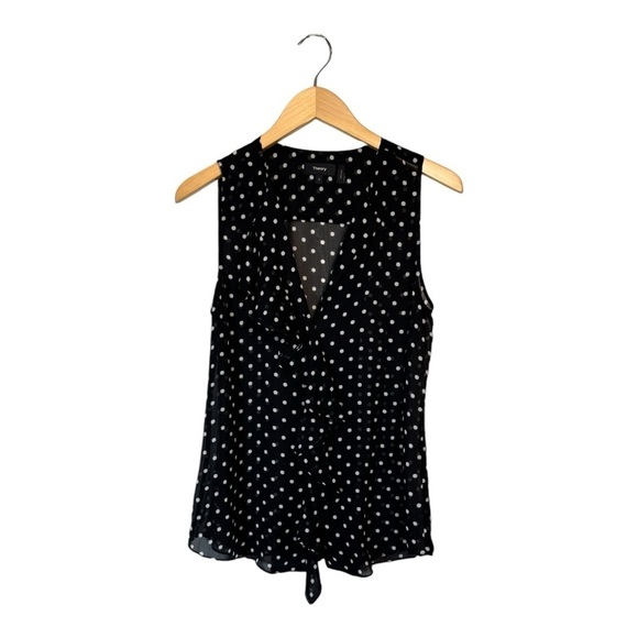 Theory Polka Dot Sleeveless Ruffle Top - Picture 1 of 5